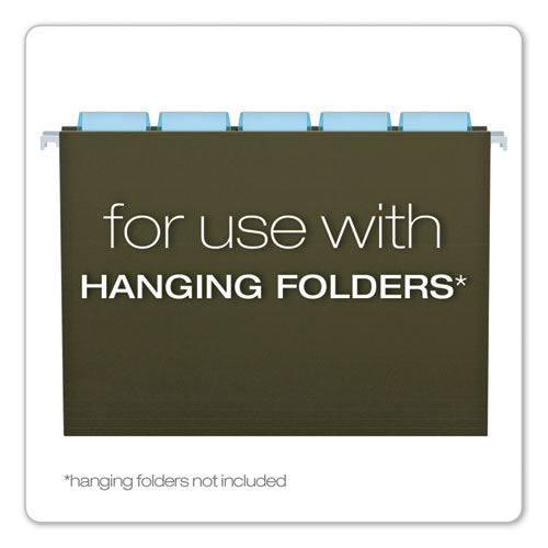 Transparent Colored Tabs For Hanging File Folders, 1/5-cut, Blue, 2" Wide, 25/pack