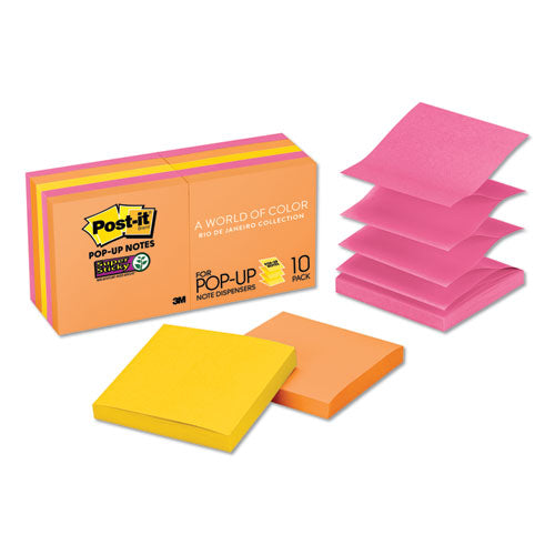 Pop-up 3 X 3 Note Refill, 3" X 3", Playful Primaries Collection Colors, 90 Sheets/pad, 10 Pads/pack