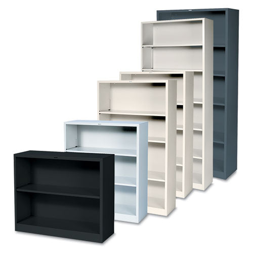 Metal Bookcase, Six-shelf, 34.5w X 12.63d X 81.13h, Charcoal
