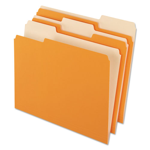 Interior File Folders, 1/3-cut Tabs: Assorted, Letter Size, Orange, 100/box