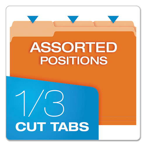 Colored File Folders, 1/3-cut Tabs: Assorted, Letter Size, Orange/light Orange, 100/box