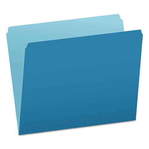 Colored File Folders, Straight Tabs, Letter Size, Blue/light Blue, 100/box