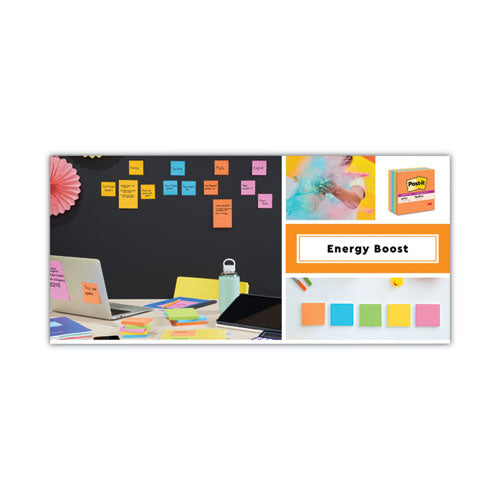 Pads In Energy Boost Collection Colors, Note Ruled, 4" X 6", 45 Sheets/pad, 24 Pads/pack