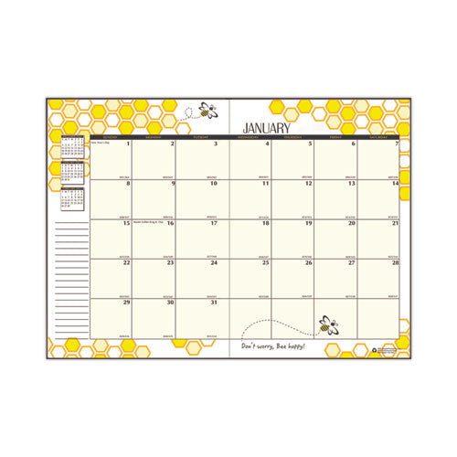 Recycled Honeycomb Monthly Planner, Honeycomb Artwork, 11 X 7, Black/gold Cover, 12-month (jan To Dec)
