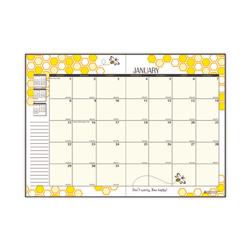 Recycled Honeycomb Monthly Planner, Honeycomb Artwork, 11 X 7, Black/gold Cover, 12-month (jan To Dec)