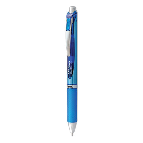 Energel Rtx Gel Pen, Retractable, Fine 0.5 Mm Needle Tip, Blue Ink, White/blue Barrel