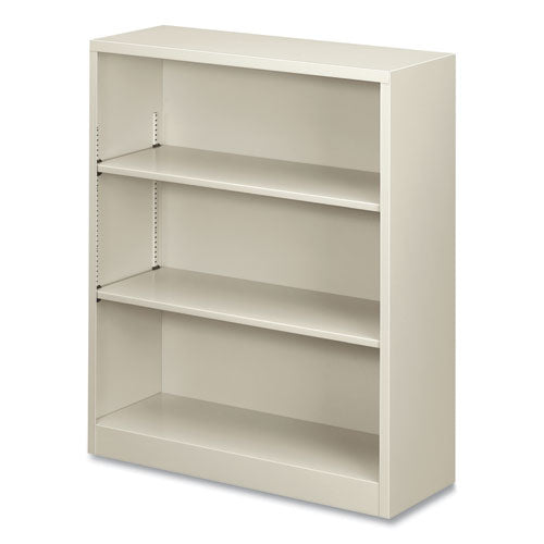 Metal Bookcase, Three-shelf, 34.5w X 12.63d X 41h, Light Gray