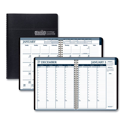 Recycled Wirebound Weekly/monthly Planner, 11 X 8.5, Black Cover, 12-month (jan To Dec): 2023