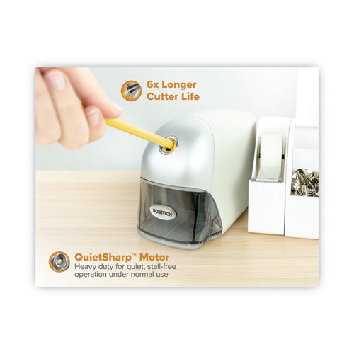 Quietsharp Executive Electric Pencil Sharpener, Ac-powered, 4 X 7.5 X 5, Gray