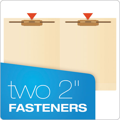 Smartshield End Tab Fastener Folders, 2 Fasteners, Letter Size, Manila Exterior, 50/box