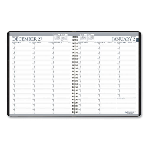Recycled Professional Weekly Planner, 15-minute Appts, 11 X 8.5, Black Wirebound Soft Cover, 24-month (jan-dec): 2023-2024
