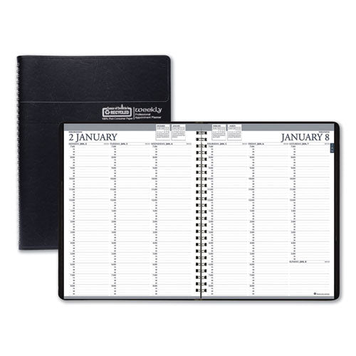 Recycled Professional Weekly Planner, 15-minute Appts, 11 X 8.5, Black Wirebound Soft Cover, 24-month (jan-dec): 2023-2024