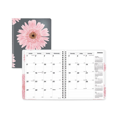 Essential Collection 14-month Ruled Monthly Planner, 8.88 X 7.13, Daisy Black/pink Cover, 14-month (dec To Jan): 2022 To 2023