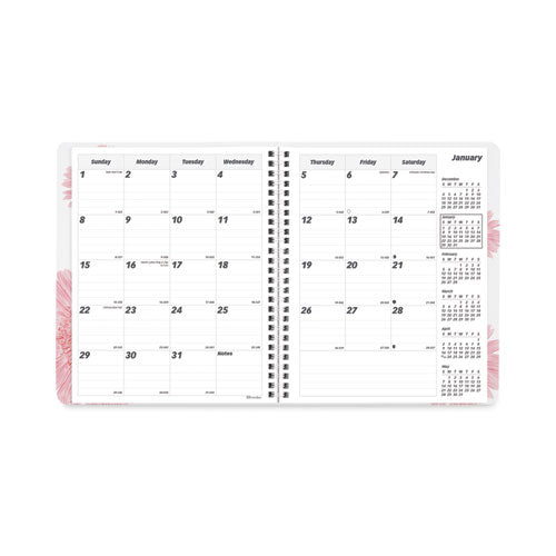 Essential Collection 14-month Ruled Monthly Planner, 8.88 X 7.13, Daisy Black/pink Cover, 14-month (dec To Jan): 2022 To 2023