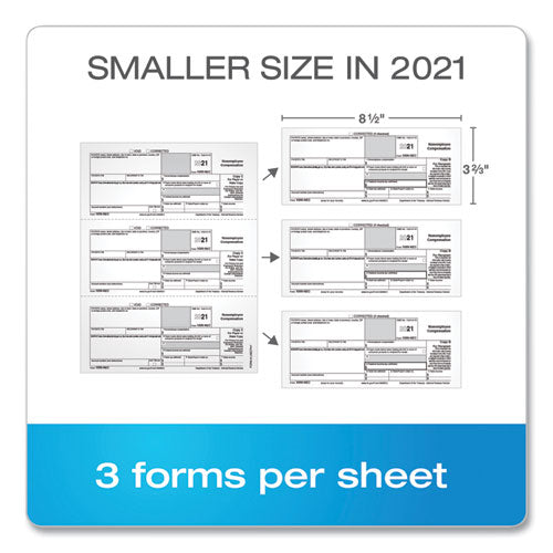 Five-part 1099-nec Tax Forms, Fiscal Year: 2022, Five-part Carbonless, 8.5 X 3.5, 3 Forms/sheet, 50 Forms Total