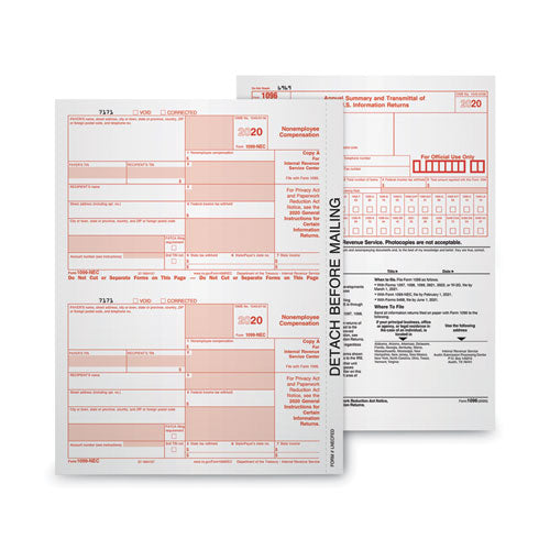 Five-part 1099-nec Tax Forms, Fiscal Year: 2022, Five-part Carbonless, 8.5 X 3.5, 3 Forms/sheet, 50 Forms Total