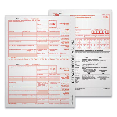 Five-part 1099-nec Tax Forms, Fiscal Year: 2022, Five-part Carbonless, 8.5 X 3.5, 3 Forms/sheet, 50 Forms Total