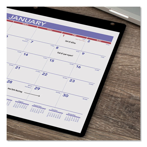 Monthly Desk/wall Calendar With Plastic Backboard And Bonus Pages, 11 X 8, White/violet/red Sheets, 12-month (jan-dec): 2023