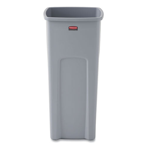 Untouchable Square Waste Receptacle, 23 Gal, Plastic, Gray