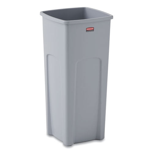 Untouchable Square Waste Receptacle, 23 Gal, Plastic, Gray