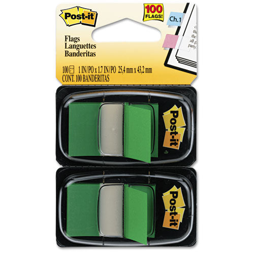 Standard Page Flags In Dispenser, Green, 100 Flags/dispenser