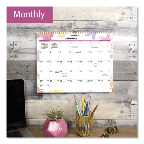 Watercolors Recycled Monthly Wall Calendar, Watercolors Artwork, 15 X 12, White/multicolor Sheets, 12-month (jan-dec): 2023