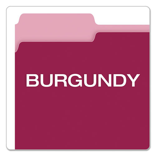 Colored File Folders, 1/3-cut Tabs: Assorted, Letter Size, Burgundy/light Burgundy, 100/box