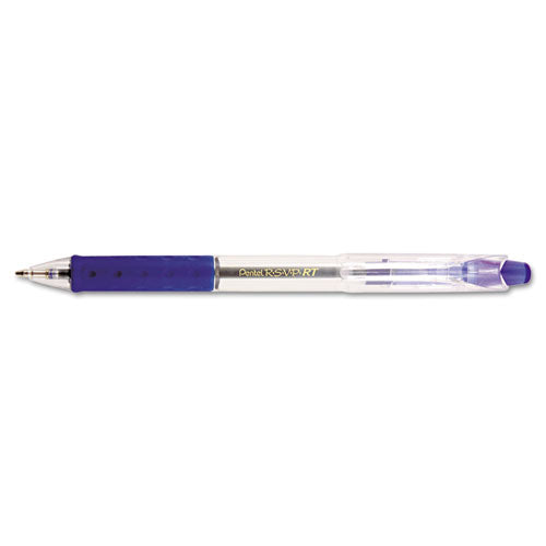 R.s.v.p. Rt Ballpoint Pen, Retractable, Medium 1 Mm, Blue Ink, Clear Barrel, Dozen