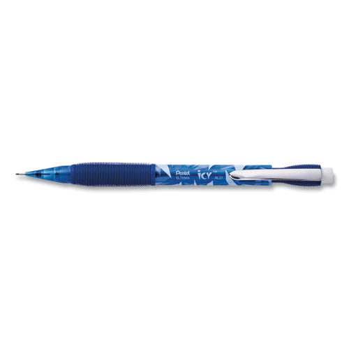 Icy Mechanical Pencil, 0.7 Mm, Hb (#2.5), Black Lead, Transparent Blue Barrel, 24/pack