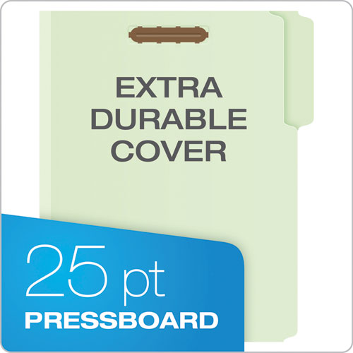 Heavy-duty Pressboard Folders With Embossed Fasteners, 1/3-cut Tabs, 3" Expansion, 2 Fasteners, Letter Size, Green, 25/box