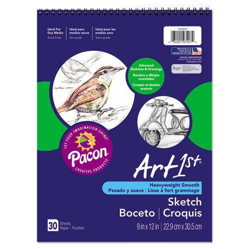 Art1st Artist's Sketch Pad, Unruled, 30 White 9 X 12 Sheets