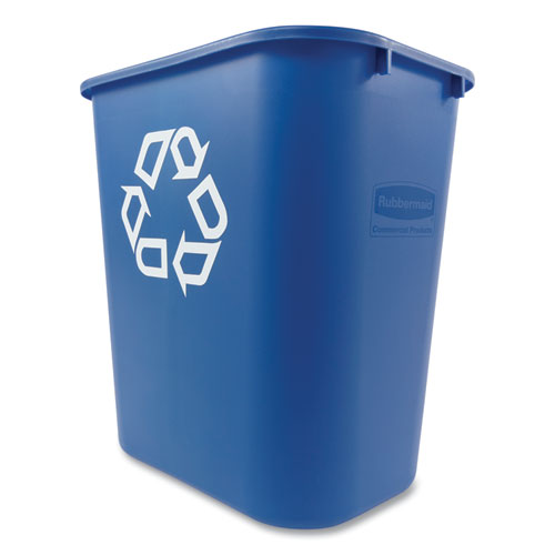 Deskside Recycling Container, Medium, 28.13 Qt, Plastic, Blue