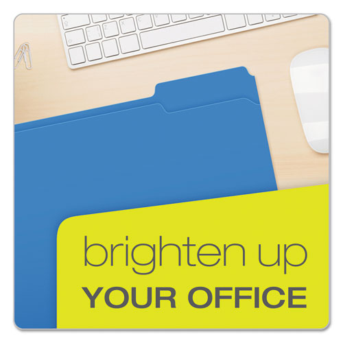 Double-ply Reinforced Top Tab Colored File Folders, 1/3-cut Tabs: Assorted, Letter Size, 0.75" Expansion, Blue, 100/box