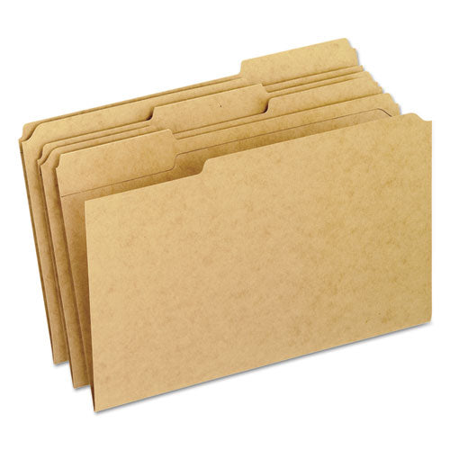 Dark Kraft File Folders With Double-ply Top, 1/3-cut Tabs: Assorted, Legal Size, 0.75" Expansion, Brown, 100/box