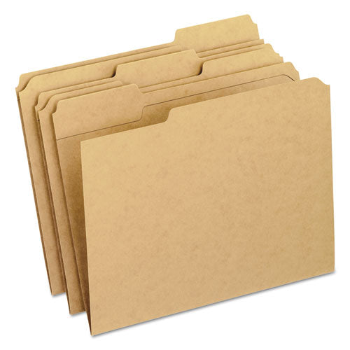 Dark Kraft File Folders With Double-ply Top, 1/3-cut Tabs: Assorted, Legal Size, 0.75" Expansion, Brown, 100/box