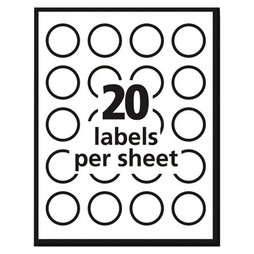 Vibrant Inkjet Color-print Labels W/ Sure Feed, 1.5" Dia, White, 400/pk