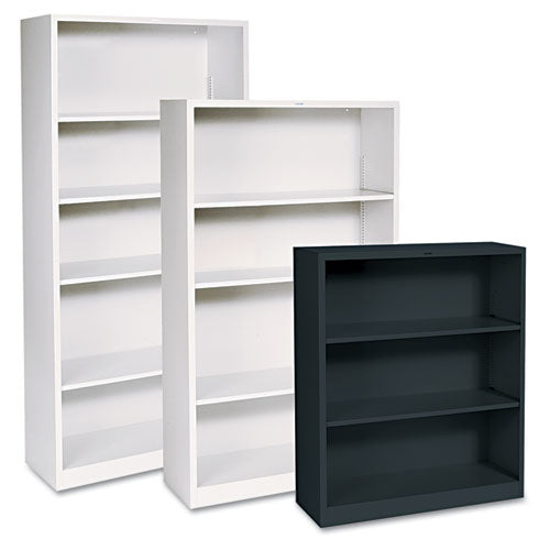 Metal Bookcase, Four-shelf, 34.5w X 12.63d X 59h, Putty