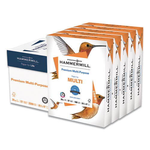 Premium Multipurpose Print Paper, 97 Bright, 20 Lb Bond Weight, 8.5 X 11, White, 500 Sheets/ream, 10 Reams/carton