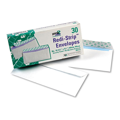 Redi-strip Security Tinted Envelope, #10, Commercial Flap, Redi-strip Heat-resistant Closure, 4.13 X 9.5, White, 30/box