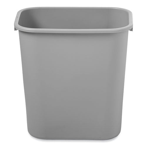 Deskside Plastic Wastebasket, 7 Gal, Plastic, Gray