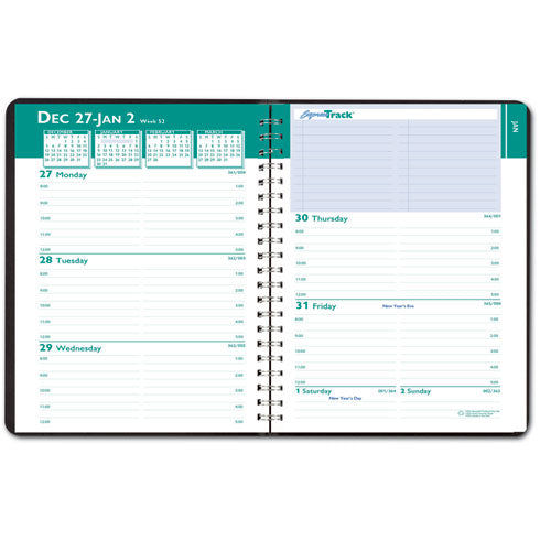 Express Track Recycled Weekly Appointment Book/monthly Planner, 8 X 5, Black Cover, 13-month (jan To Jan): 2023 To 2024