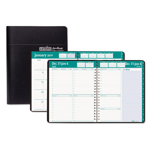 Express Track Recycled Weekly Appointment Book/monthly Planner, 8 X 5, Black Cover, 13-month (jan To Jan): 2023 To 2024