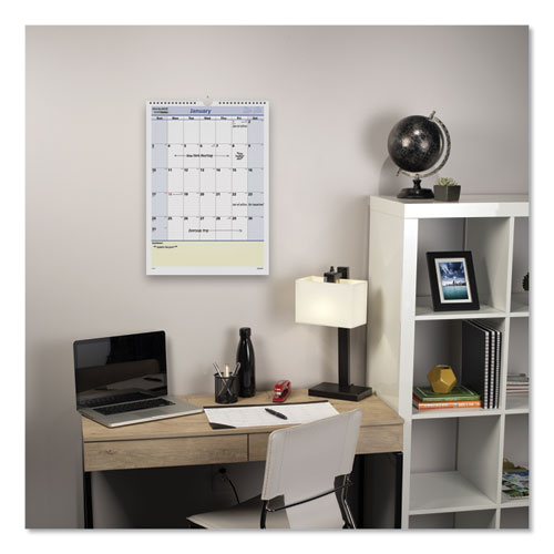 Quicknotes Wall Calendar, 12 X 17, White/blue/yellow Sheets, 12-month (jan To Dec): 2023