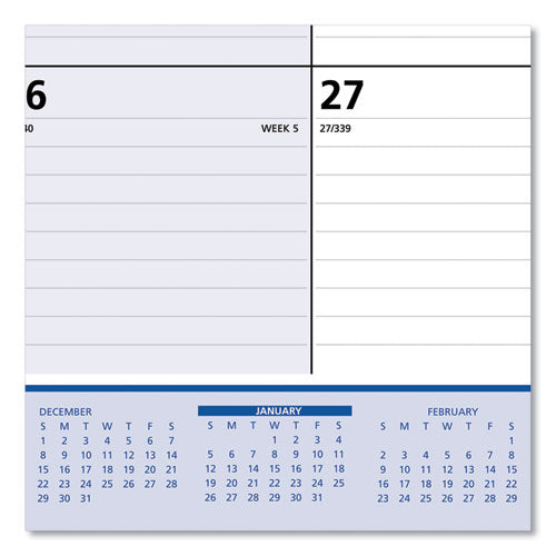 Quicknotes Desk Pad, 22 X 17, White/blue/yellow Sheets, Black Binding, Clear Corners, 13-month (jan To Jan): 2023 To 2024