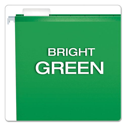 Colored Reinforced Hanging Folders, Letter Size, 1/5-cut Tabs, Bright Green, 25/box