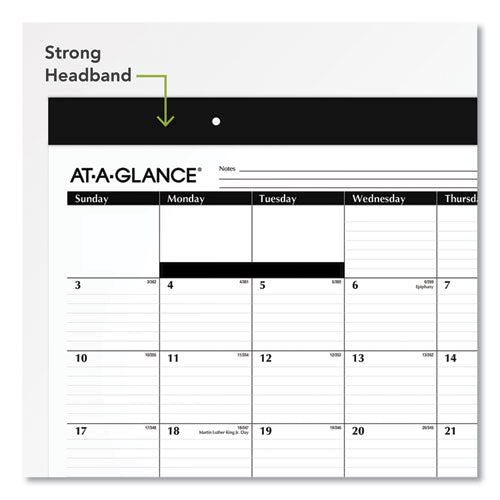 Monthly Refillable Desk Pad, 22 X 17, White Sheets, Black Binding, Black Corners, 12-month (jan To Dec): 2023