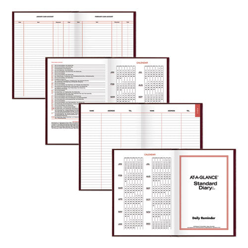 Standard Diary Daily Reminder Book, 2023 Edition, Medium/college Rule, Red Cover, (201) 8.25 X 5.75 Sheets