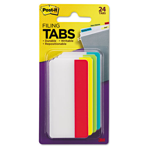 Solid Color Tabs, 1/3-cut, Assorted Colors, 3" Wide, 24/pack