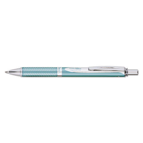 Energel Alloy Rt Gel Pen, Retractable, Medium 0.7 Mm, Black Ink, Blue Barrel