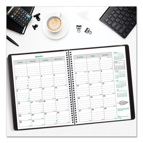 Ecologix Recycled Monthly Planner, Ecologix Artwork, 11 X 8.5, Black Cover, 14-month (dec To Jan): 2022 To 2024